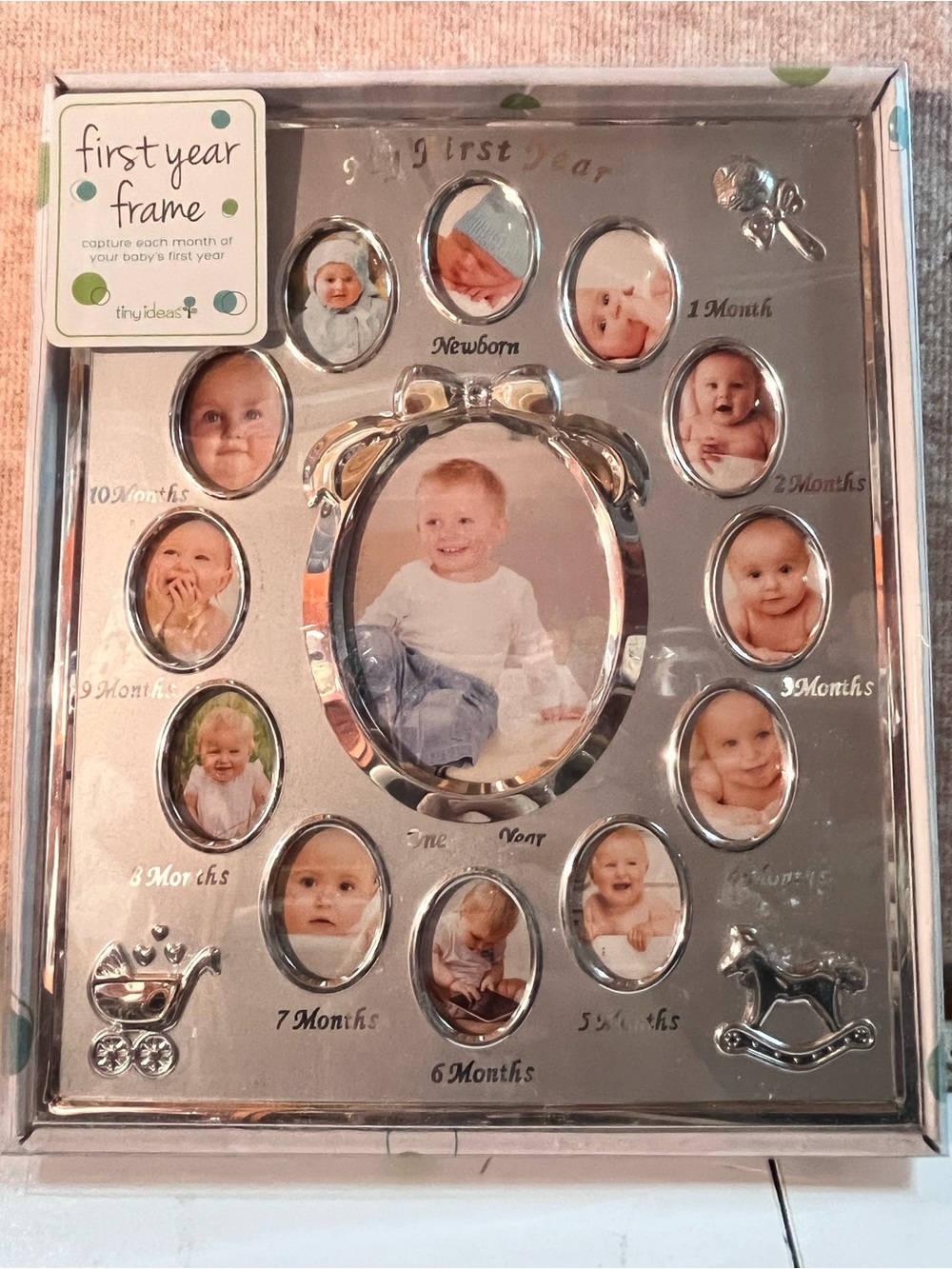 First Year Photo Frame - Silver Baby Memory Display